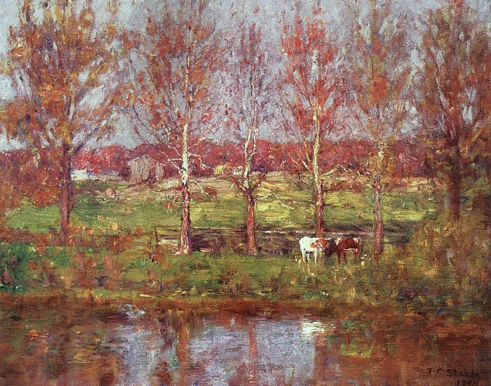 Theodore Clement Steele Cows by the Stream Sweden oil painting art